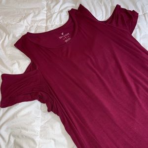 Burgundy cold shoulder top